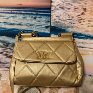 Badgley Mischka Gold Quilted Crossbody Bag